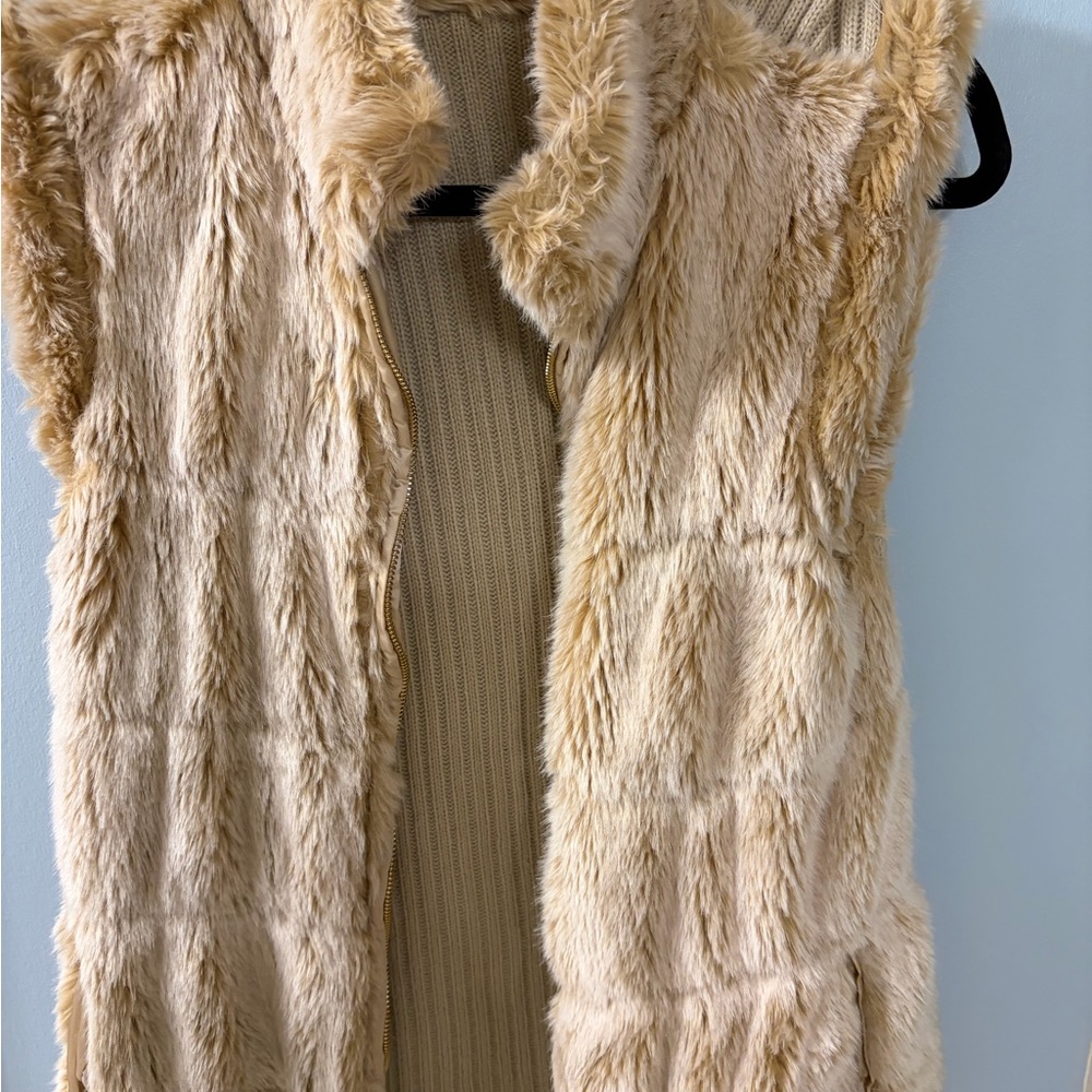 Faux Fur Vest in Beige